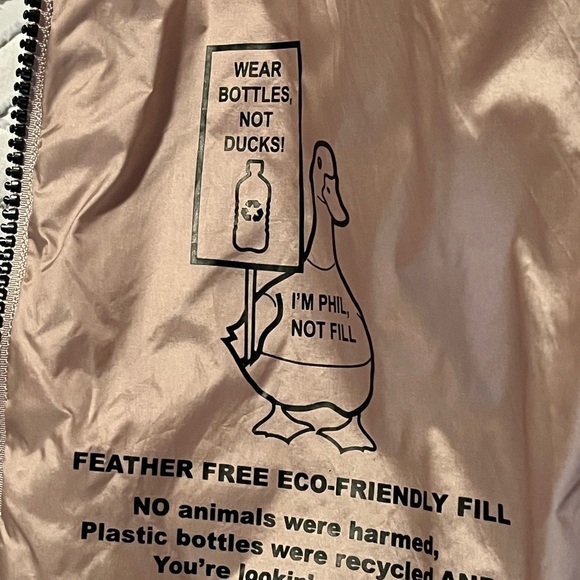 BCBGMAXAZRIA Feather Free Eco Friendly Fill Dusty Rose Jacket Sz Small - Picture 7 of 10